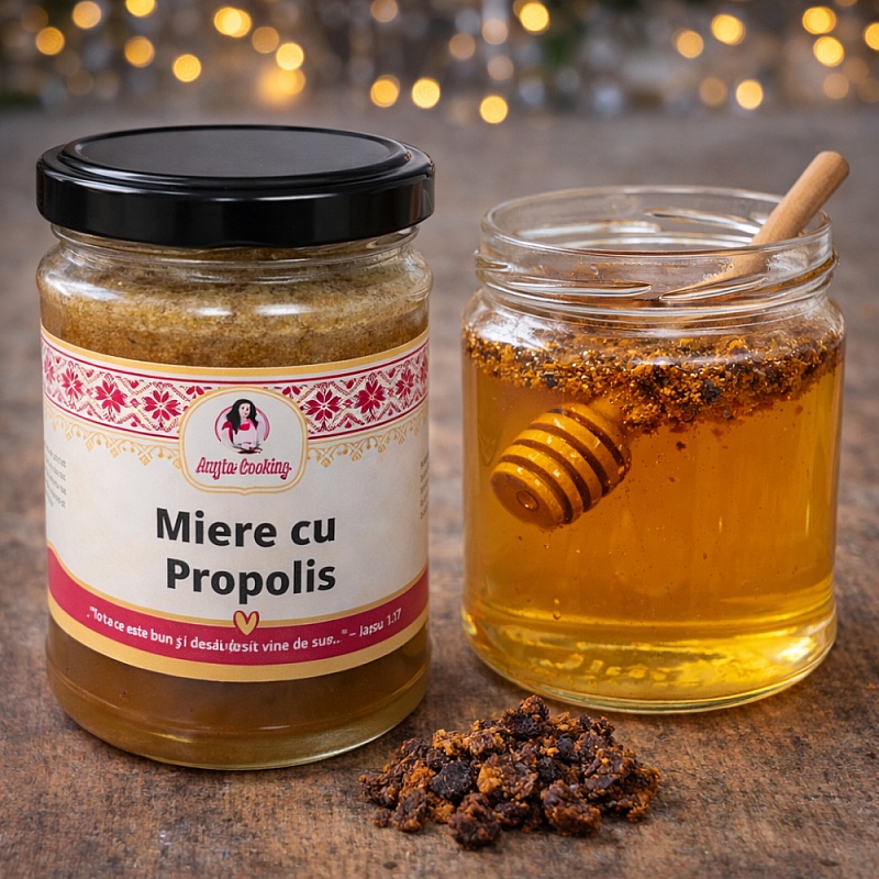 Miere cu propolis 200g &ndash; Amestec natural artizanal &icirc;n borcan de sticlă &ndash; Anyta Cooking