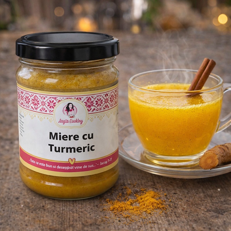 Miere cu turmeric 200g &ndash; Amestec natural artizanal &icirc;n borcan de sticlă &ndash; Anyta Cooking