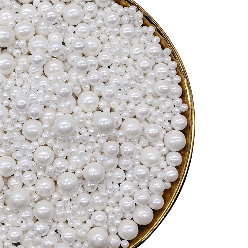 Perle / Perlute din zahar marimi Mixte - Alb Perlat / White - 150g - Pastry Colours
