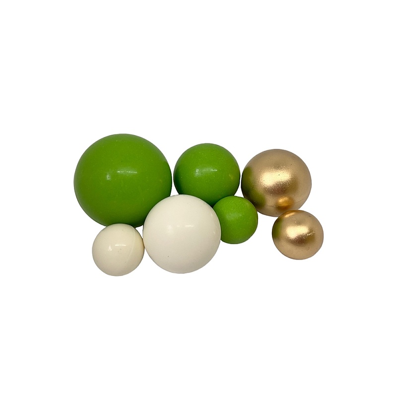 Sfere comestibile Alb,Auriu,Verde - set 7 buc pentru decorarea deserturilor &ndash; Anyta Cooking