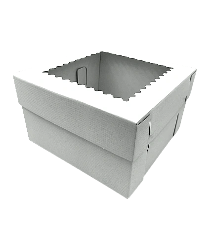 Cutie alba pentru tort cu fereastra 25 x 25 x 15 cm - Anyta Cooking