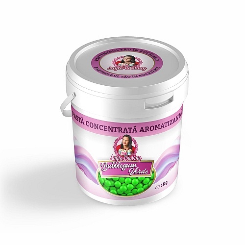 Pastă Concentrată Aromatizantă - BUBBLE GUM VERDE - 1 kg - Anyta Cooking (Lichidare Stoc)