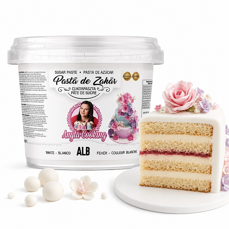 Pasta de Zahar - PREMIUM - ALBĂ - 1 kg - Pentru Acoperire - Anyta Cooking
