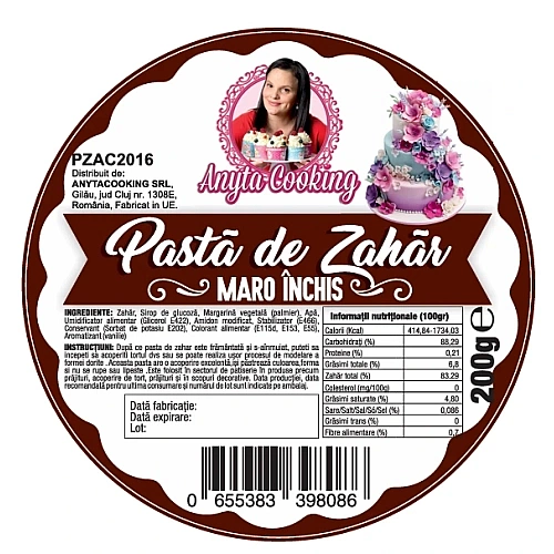 Pasta de Zahar Premium - MARO INCHIS - 200 gr- Anyta Cooking