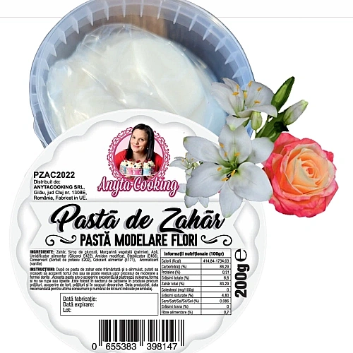  Pasta de Zahar Premium Modelare FLORI ( Gum Paste) - ALB - 200 gr- Anyta Cooking