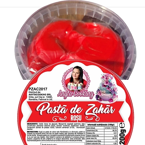  Pasta de Zahar Premium - ROSU - 200 gr- Anyta Cooking