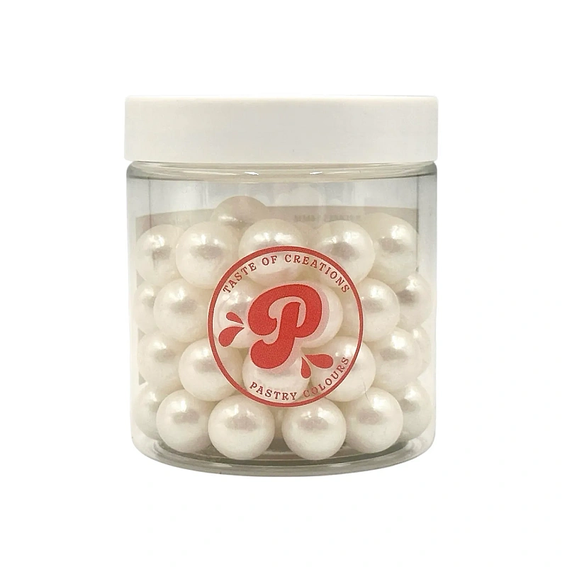 Perle / Perlute din zahar 14mm - Alb Perlat / White - 150g - Pastry Colours