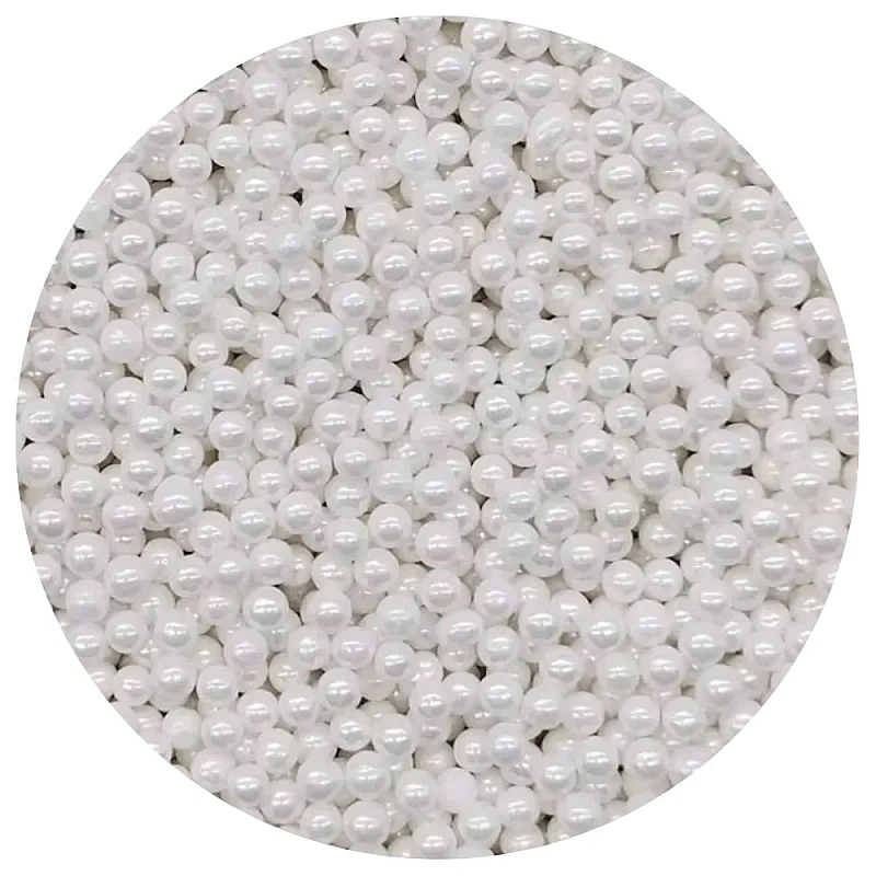 Perle / Perlute din zahar 4mm - Alb Perlat / White - 65g - Pastry Colours