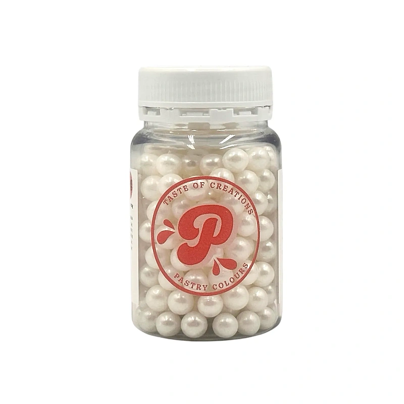 Perle / Perlute din zahar 7mm - Alb Perlat / White - 65g - Pastry Colours