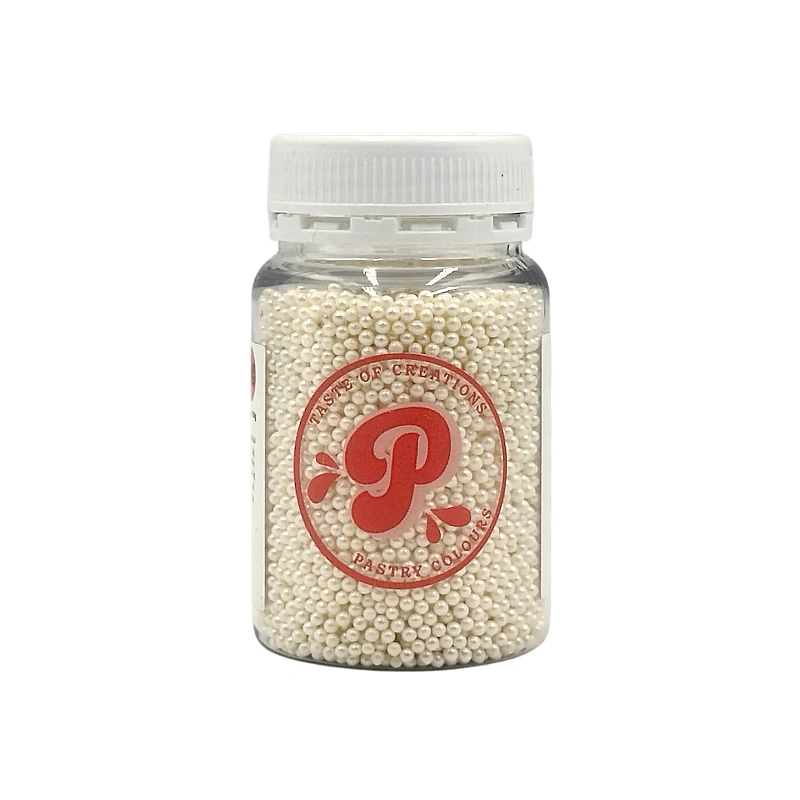 Perle / Perlute din zahar 2mm - Alb Perlat / White - 65g - Pastry Colours