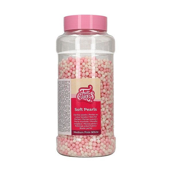 Perle din zahar &ndash; Pink/White - 500 gr &ndash; Funcakes