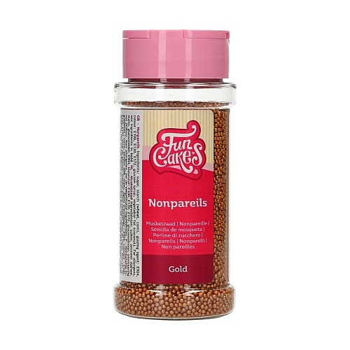 Perle / Perlute din zahar 1,5mm &ndash; NONPAREILS GOLD &ndash; 80gr - Funcakes