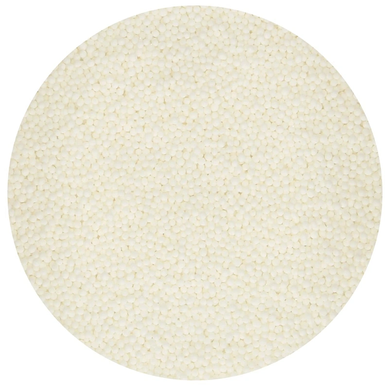Perle / Perlute din zahar 1,5mm &ndash; ALB - NONPAREILS WHITE &ndash; 80gr -  Funcakes