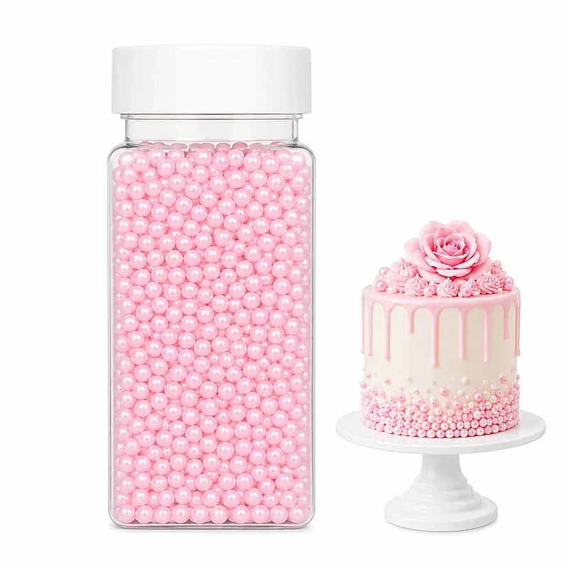 Perlute din Zahar 4 mm - Roz / Pink  - 100 gr - Dr Gusto