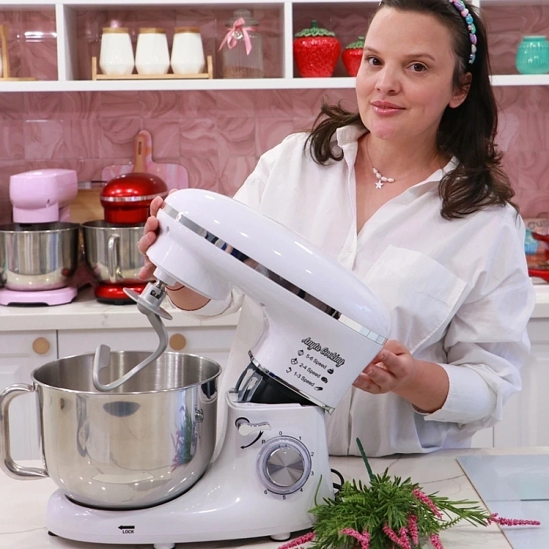 Robot de Bucătărie Mixer cu bol de 6.2 L - 2000W - Alb - Anyta Cooking