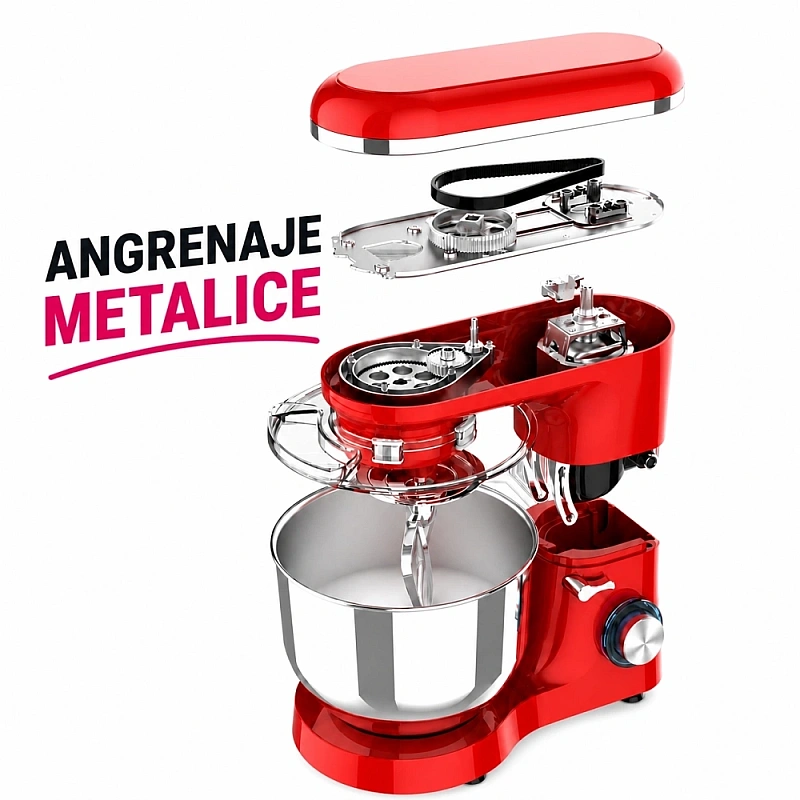 Robot de Bucătărie Mixer cu bol de 6.2 L - 2000W - Roșu - Anyta Cooking