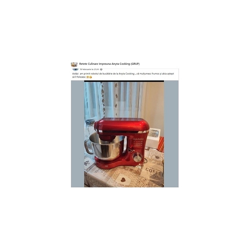 Robot de Bucătărie Mixer cu bol de 6.2 L - 2000W -Roșu- cu blender și tocător-Anyta Cooking