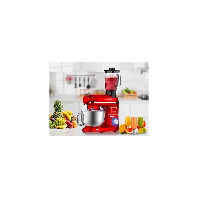 Robot de Bucătărie Mixer cu bol de 6.2 L - 2000W -Roșu- cu blender și tocător-Anyta Cooking
