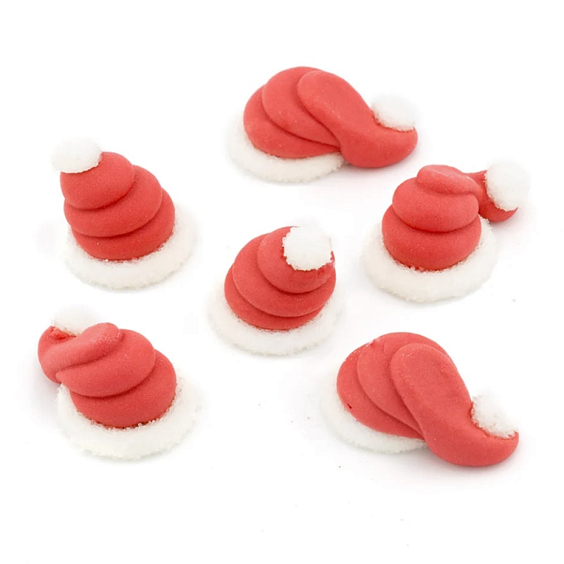 Set 6 bucăți - Decorațiune comestibilă - Căciulă de Moș Crăciun - Happy Sprinkles