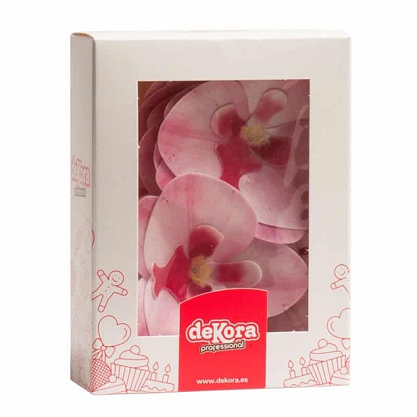 Set 10 Decorațiune tort-Vafe Orhidee roz-8,5 x 7,5 CM-Dekora - Anyta Cooking