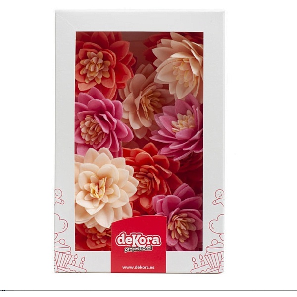 Set 15 buc Decoratiune comestibila din vafa - Flori de Lotus - &Oslash; 7CM - Dekora