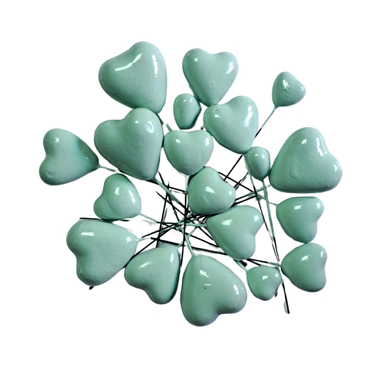 Set 20 inimioare din plastic pentru decor tort - Verde deschis