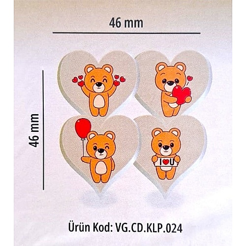  Set 288 buc decor compound alba - Inimioare cu Ursuleti