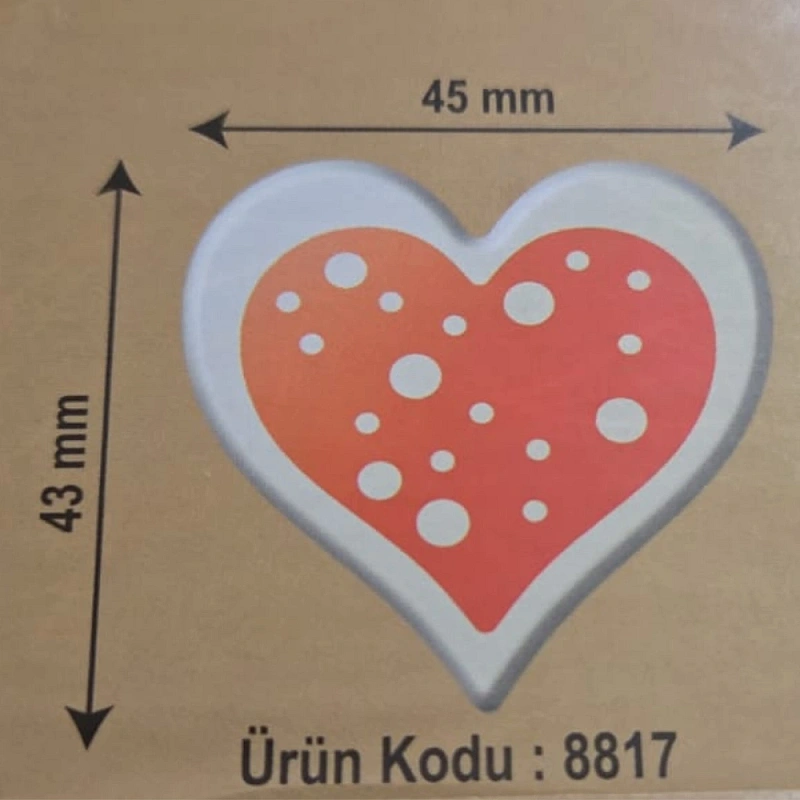 Set 288 buc decor din ciocolata -Inima cu buline albe - 43x45 mm