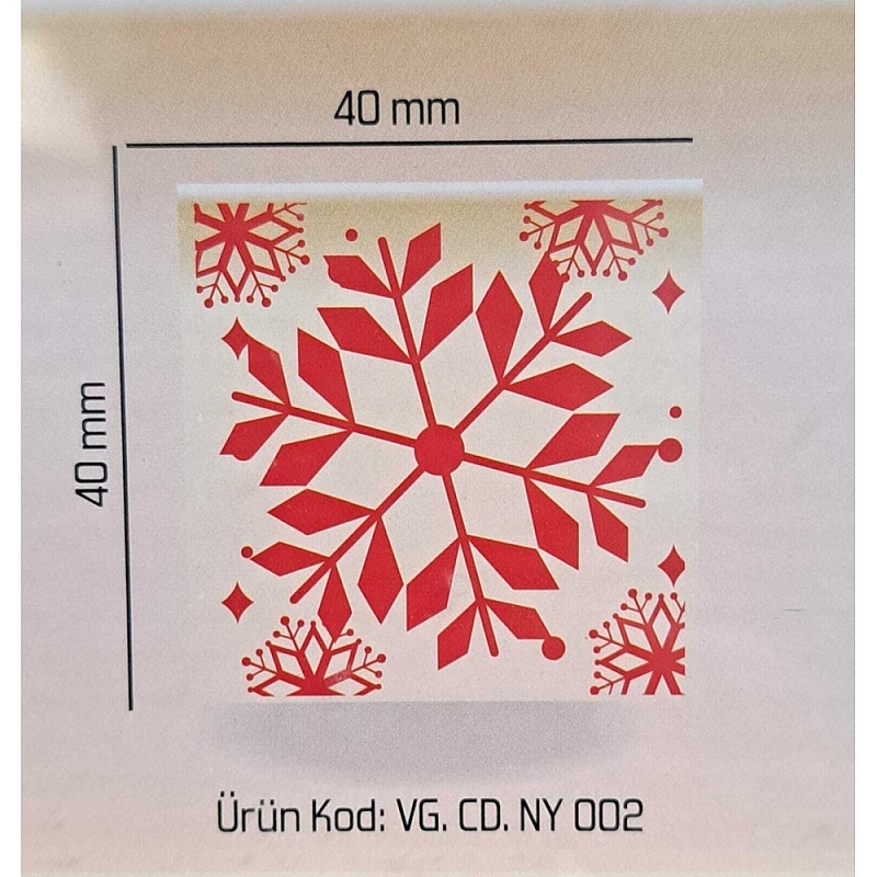 Set 288 Decor din ciocolata patrat cu fulg de zapada rosu - 46x46 mm