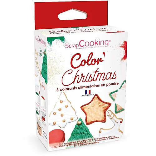 Set 3 coloranti alimentari pudra ( Rosu, Auriu, Verde )3X5G &ndash; Scrapcooking