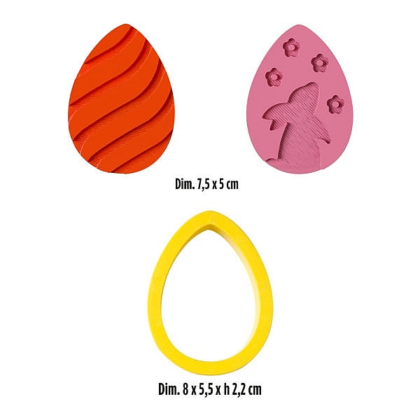 Set 3 emboasoare Oua de Pasti &oslash; 8 x 5,5 x h 2,2 cm - Decora