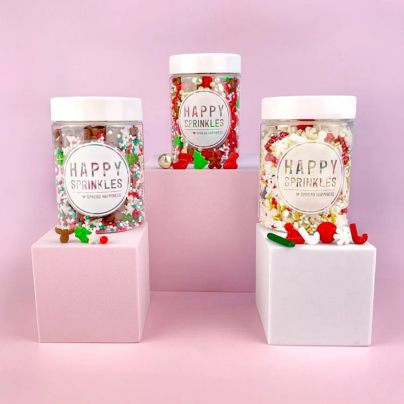 Set 3 Sprinkles de Crăciun - Christmas Classics Trio (Red Nose, Santa's Favourite, Wonderful Christmas Time) - 3 x 90g - Happy Sprinkles
