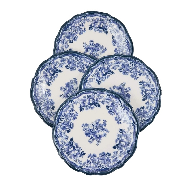 Set 4 Piese Veselă Porțelan Vintage Albastru &ndash; Colecția Anyta Home