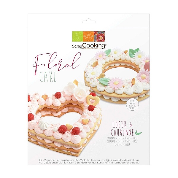 Set de 2 sabloane din plastic alimentar - Inima si Cerc-  &Oslash; 24 cm-Scrapcooking