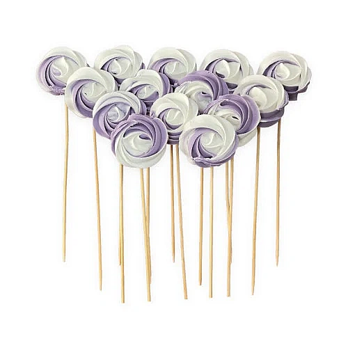Set decor comestibil - &bdquo;Bezea Alb si Mov Lilac&rdquo; 14 buc - Anyta Cooking