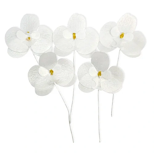 Set decor comestibil din vafa - "Orhidee Alba" - 5 buc - Anyta Cooking
