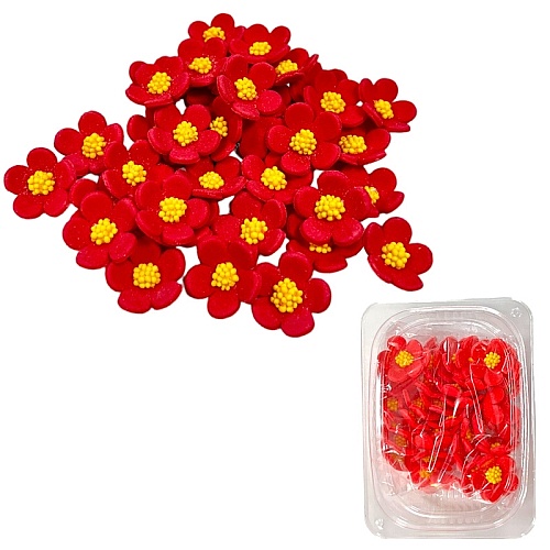  Set decor comestibil - Floricica de primăvară roșu simplu&rdquo; 36 buc- Anyta Cooking 
