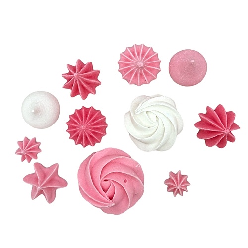  Set decor comestibil - &bdquo;Mini-bezele asortate alb și roz&rdquo; 11 buc - Anyta Cooking 