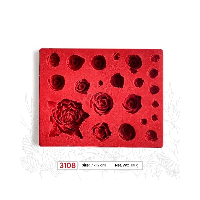 Mulaj din silicon cu Mini trandafiri (M3108) - 7 x 12 cm - Anyta Cooking