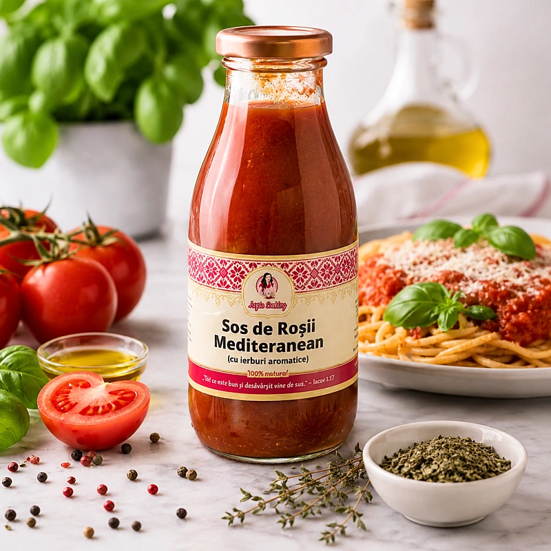 Sos de rosii Mediteranean 100% natural cu ierburi aromatizante - 250g - Anyta Cooking