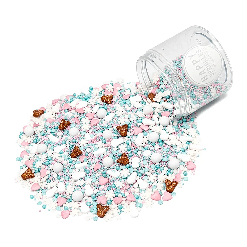 Sprinkles - Frosty Magic - Mix de Iarnă Alb, Bleu și Argintiu - 90g - Happy Sprinkles