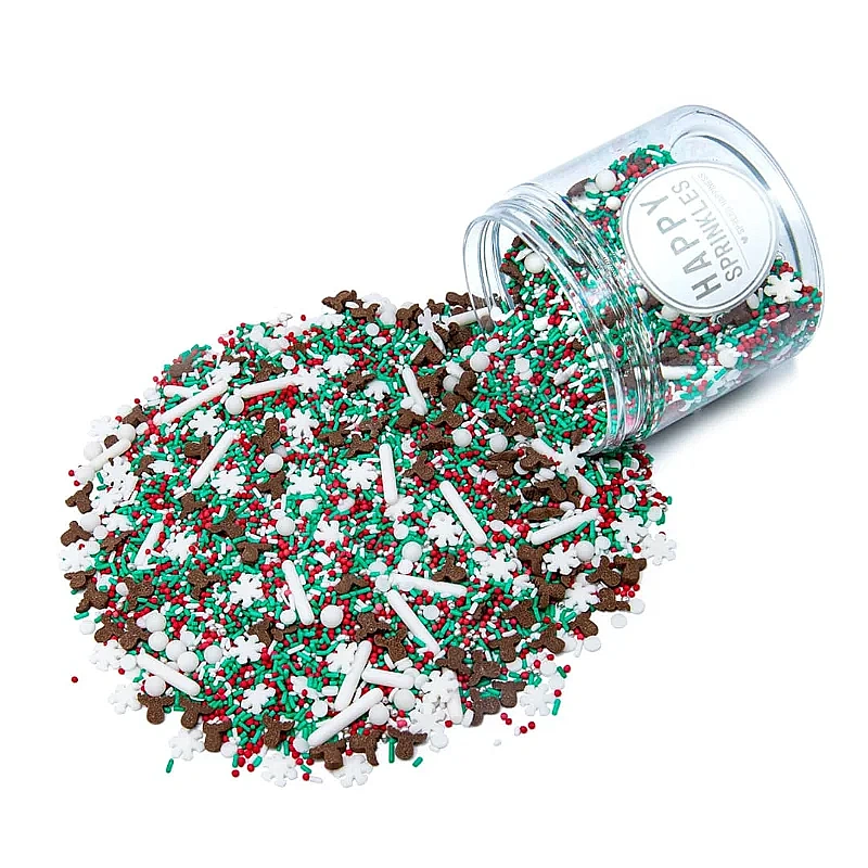 Sprinkles - Oh deer (Vegan) - Mix de Crăciun cu Reni și Fulgi de Nea - 90g - Happy Sprinkles
