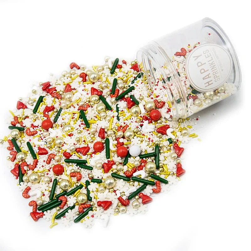 Sprinkles - Wonderful Christmas Time - Mix de Crăciun Roșu, Verde și Auriu - 90g - Happy Sprinkles