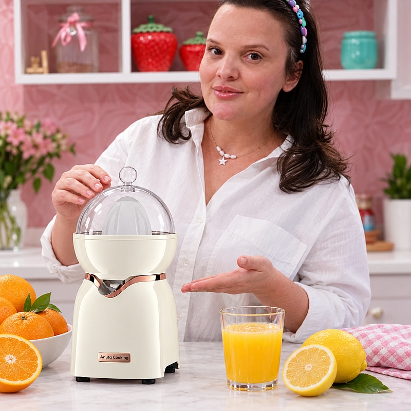 Storcător de Citrice Silentios - Electric, Crem cu 2 conuri și cioc anti-stropire &ndash; Anyta Cooking