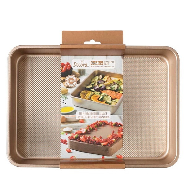 Tava de copt antiaderenta - Rose Gold - 34.7 x 24.5 x 5.5 h cm - Decora