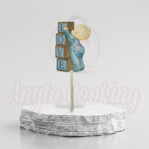 Topper Tort &bdquo;Belelus Albastru&rdquo; - 19.5 x 6.5 cm - Anyta Cooking 
