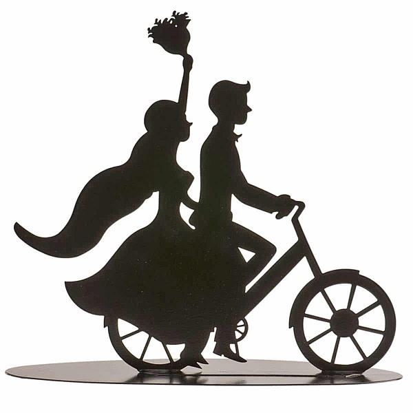 Topper Tort , Cuplu  cu bicicletă - 18 CM&ndash; Dekora