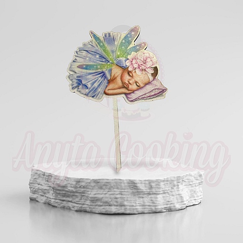 Topper Tort &bdquo;Fetita Ingeras cu bentita de flori&rdquo; - 17 x 12 cm - Anyta Cooking 
