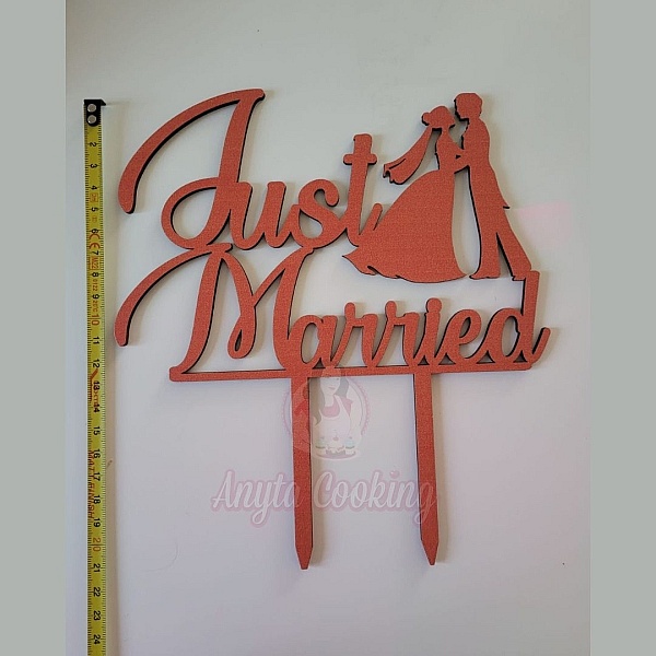 Topper Tort Just Married ROSU ,MDF - Anyta Cooking