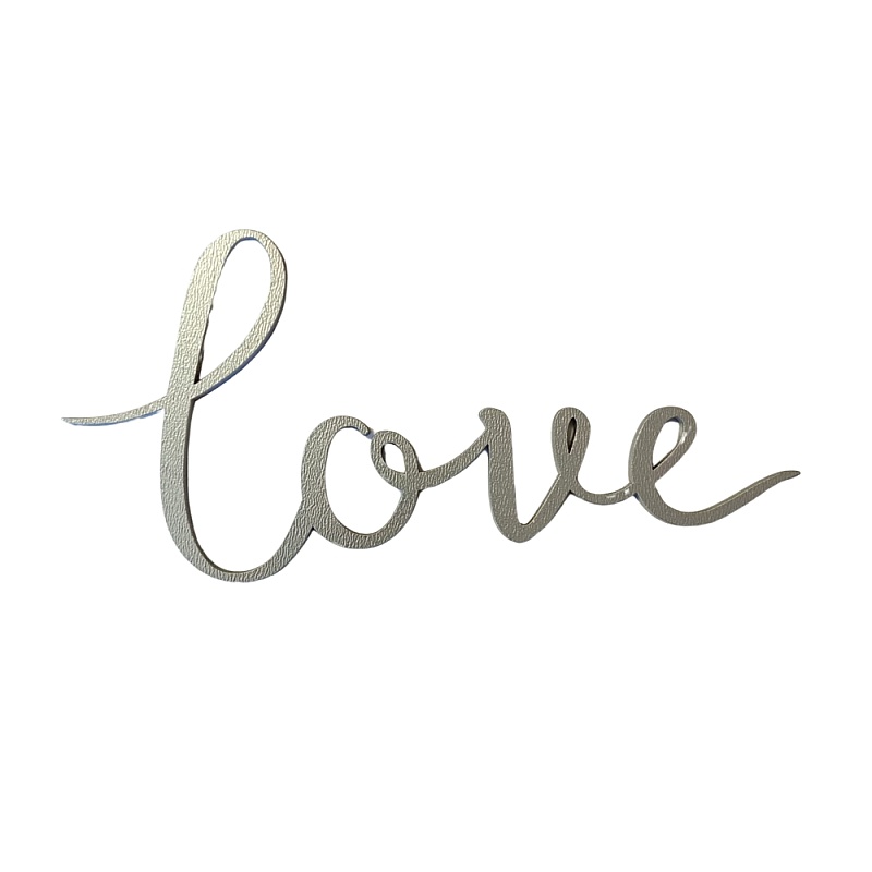 Topper Tort MDF - LOVE Argintiu / Silver - 15 cm